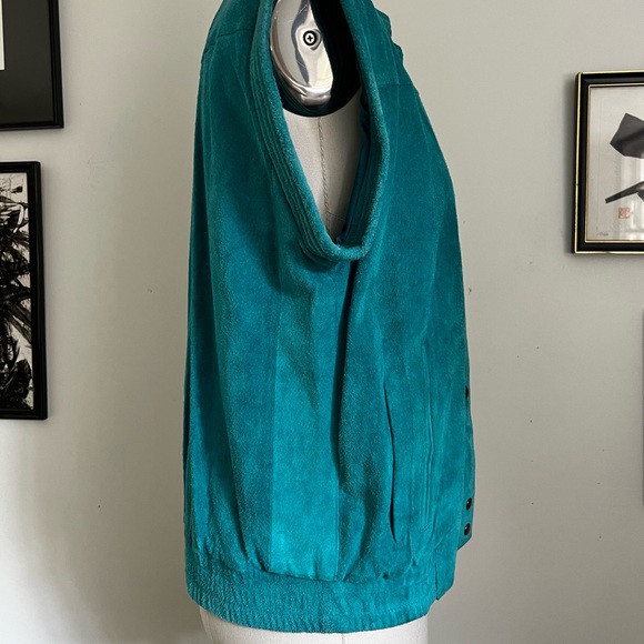 Vintage Turquoise Suede Vest S - Picture 3 of 6